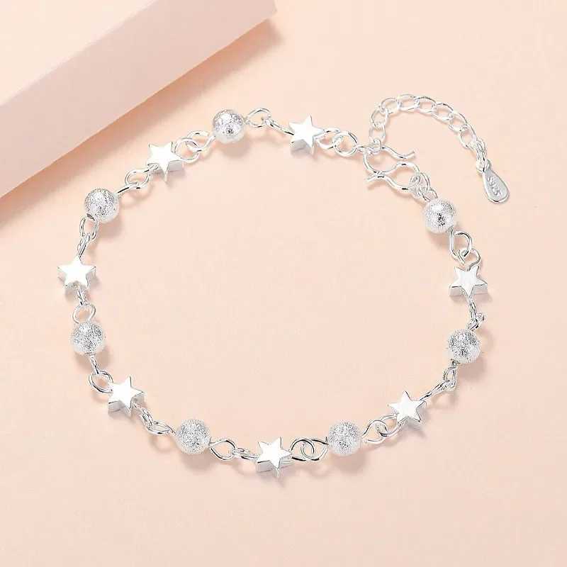925 Sterling Silver Stars Bracelets For Women Fashion Korean Designer Frosted Bead Bracelet Beautiful Party Wedding Jewelry Gift XJ250707