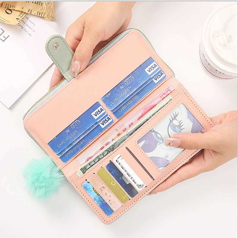 2023 Lg Wallet Pu Leather Card Holder Large Capacity Hasp Zipper Coin Purse Multi Card Organizer Cell Phone Wristlet Handbag Y250707