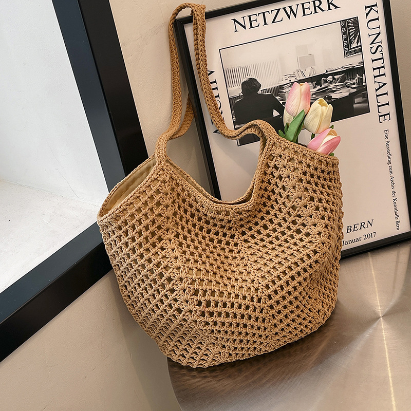 Free shipping designer Relaxed Woven Large Bag for Women 2025 New Large Capacity Cotton Tote Bag Beach Vacation Versatile Shoulder Bag