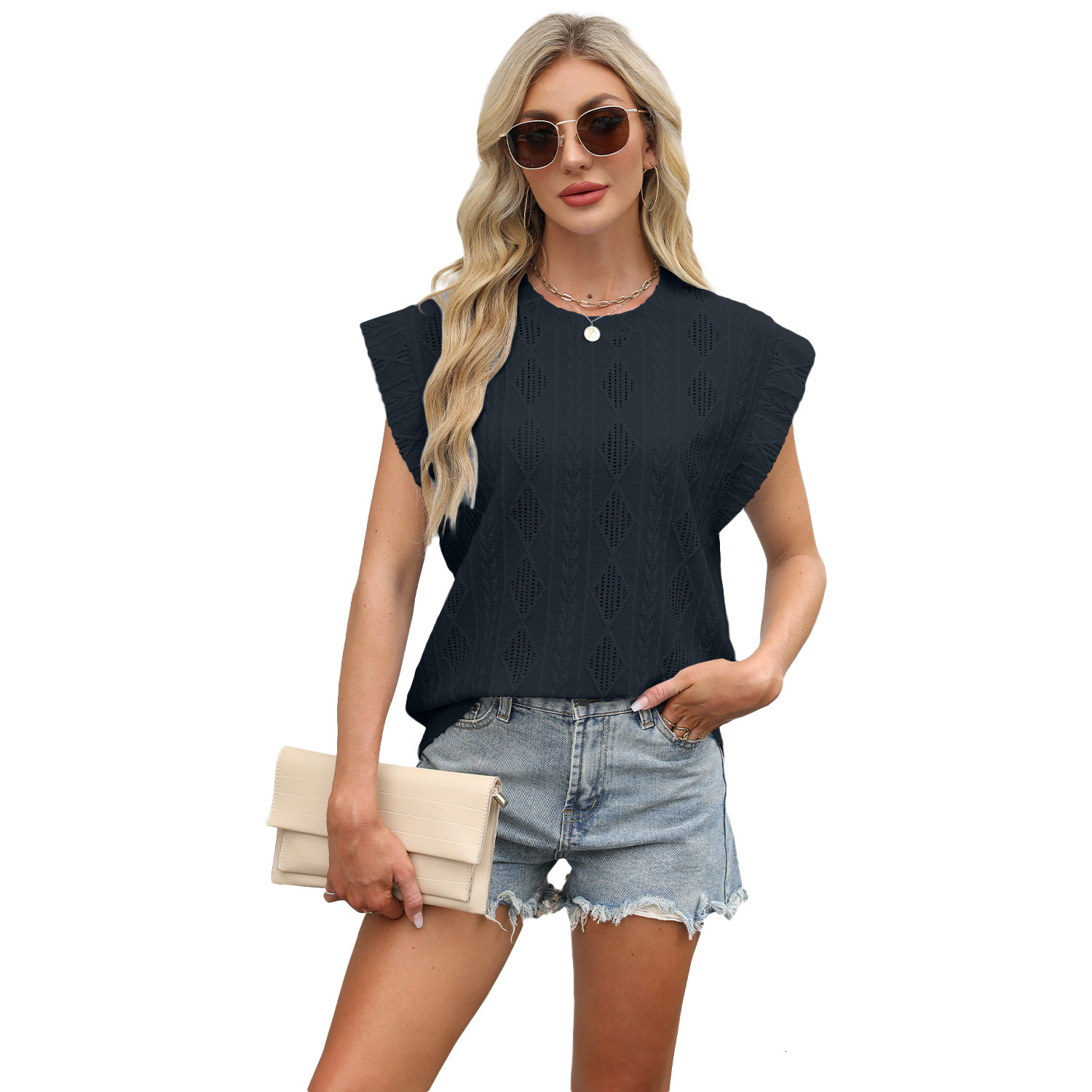 Designer Fashion Trend Free Shipping Women's Plus Size European and American Cross-Border Foreign Trade 2025 Amazon Spring Summer New Round Neck 