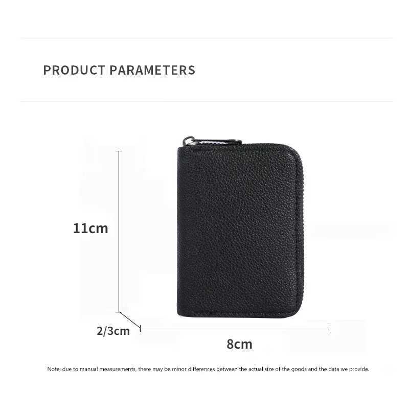Mti Slot Card Holder Vintage Small Wallet Wen Men Business Bank Bag M Coin Pouch Solid Leather Zipper Wallet Y250707