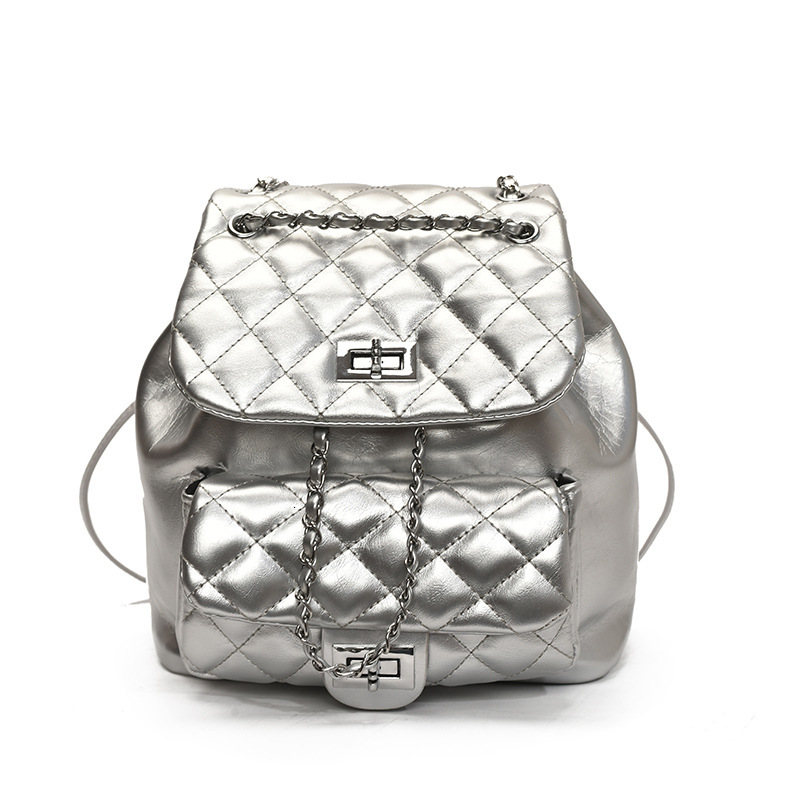 Free shipping designer Korean Style College Wind Backpack for Women Casual Fashion Diamond Chain Bucket Bag Lightweight Small Travel Backpack