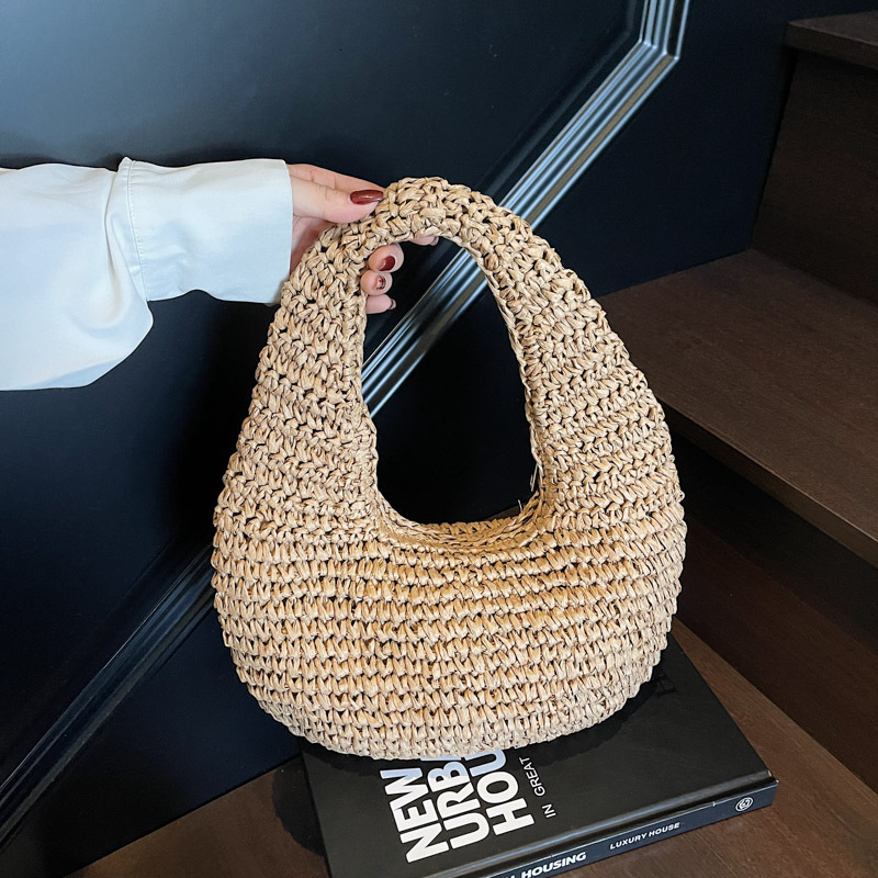 Free shipping designer Niche Crescent Bag Summer New Beach Vacation Style Handwoven Bag Casual Ins Handbag Straw Bag Dumpling Bag