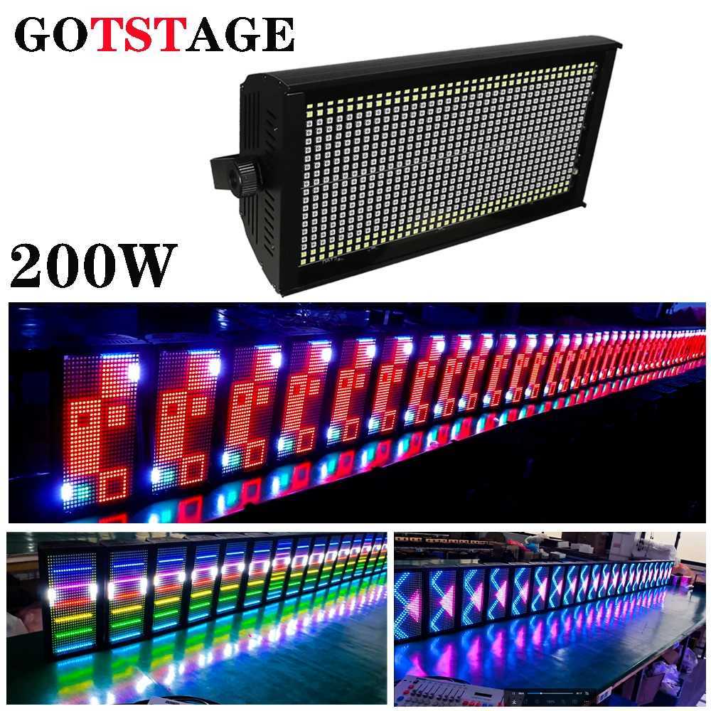 1/4pcs 200W 576RGB+144White LED Strobe Lights DMX Super Bright Uplight DMX512 Dj Disco Wash Bar Party Stage Lighting Effects W250701