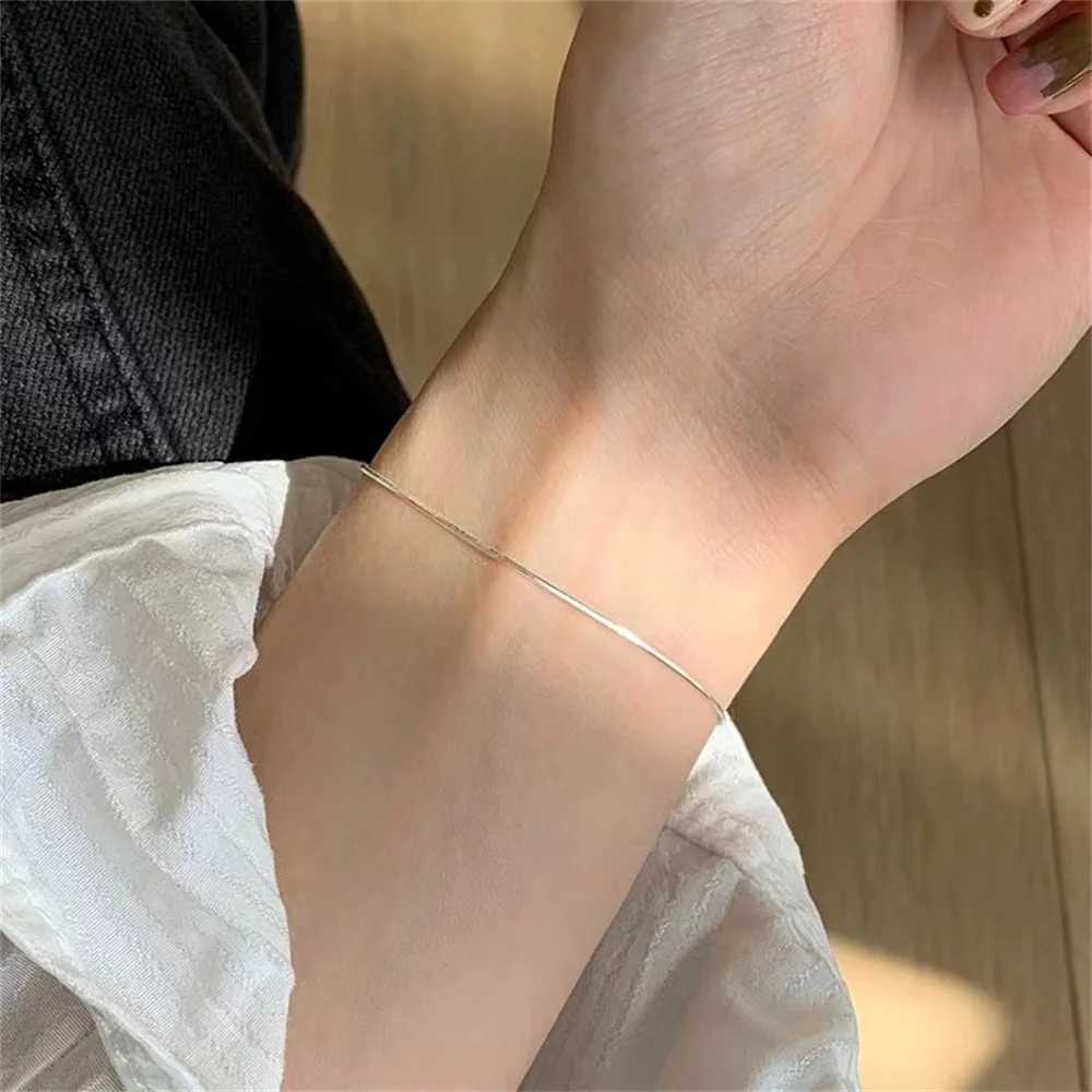 New Ultra-fine Stainless Steel Snake Chain Bracelet Gold Color Simple Bracelet For Women INS Fashion Jewelry Accessories XJ250707