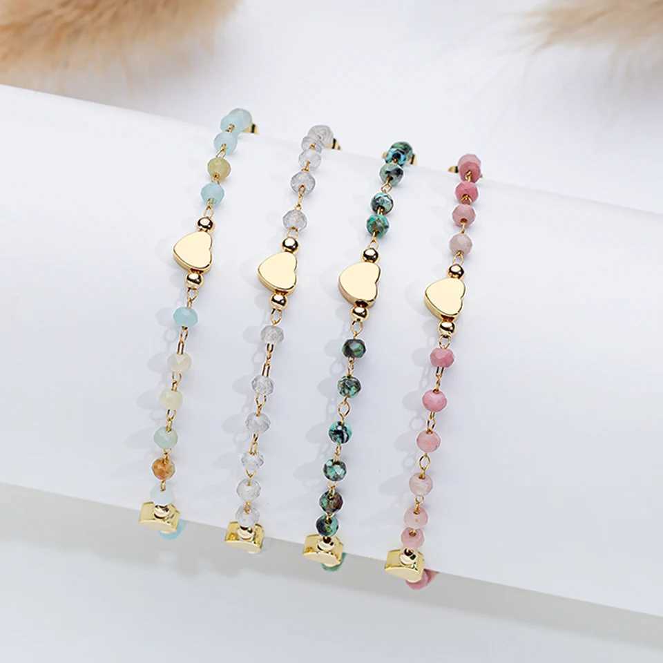 Natural Stone Bracelet in Stock for Women Fashion Jewelry Handwork Chain Bangle Heart Design XJ250707