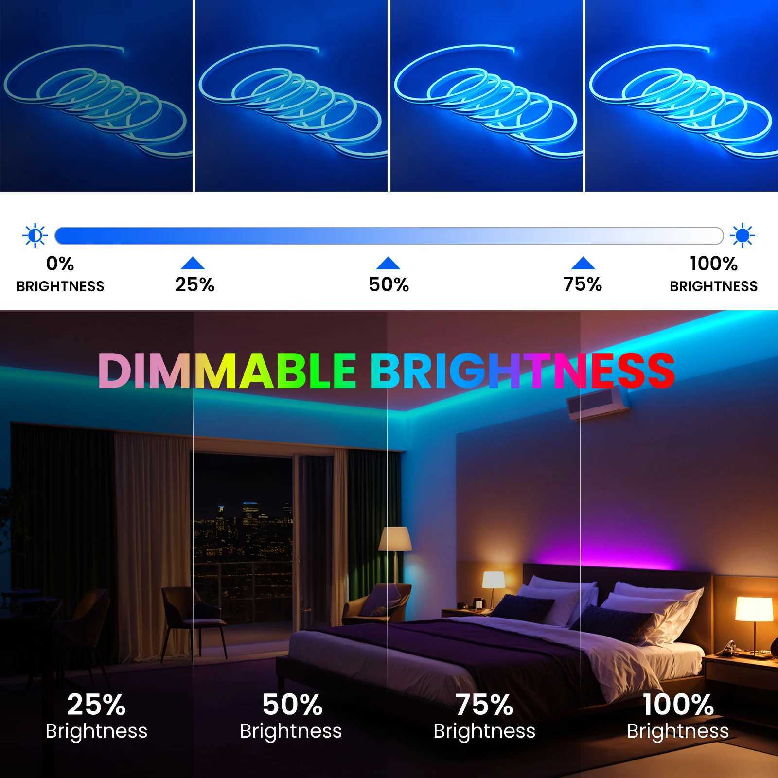 DC 5V 3AA Battery Powered RGB Neon Strip Light Home Decor Flexible Ribbon Tape Rope LED Strip W250701