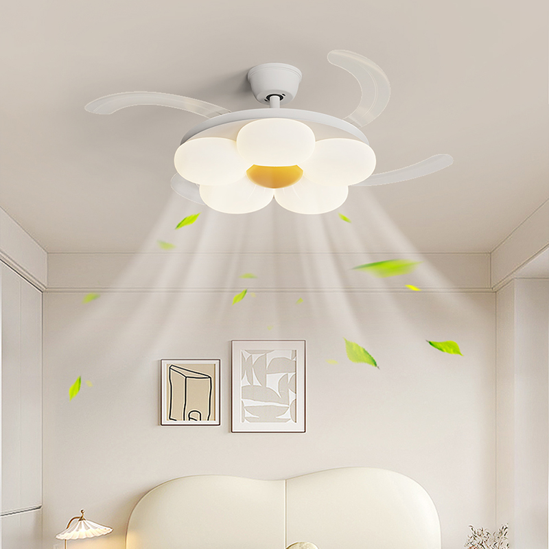 Modern Ceiling Fan with LED Light for Home Decor Flower Invisible leafless