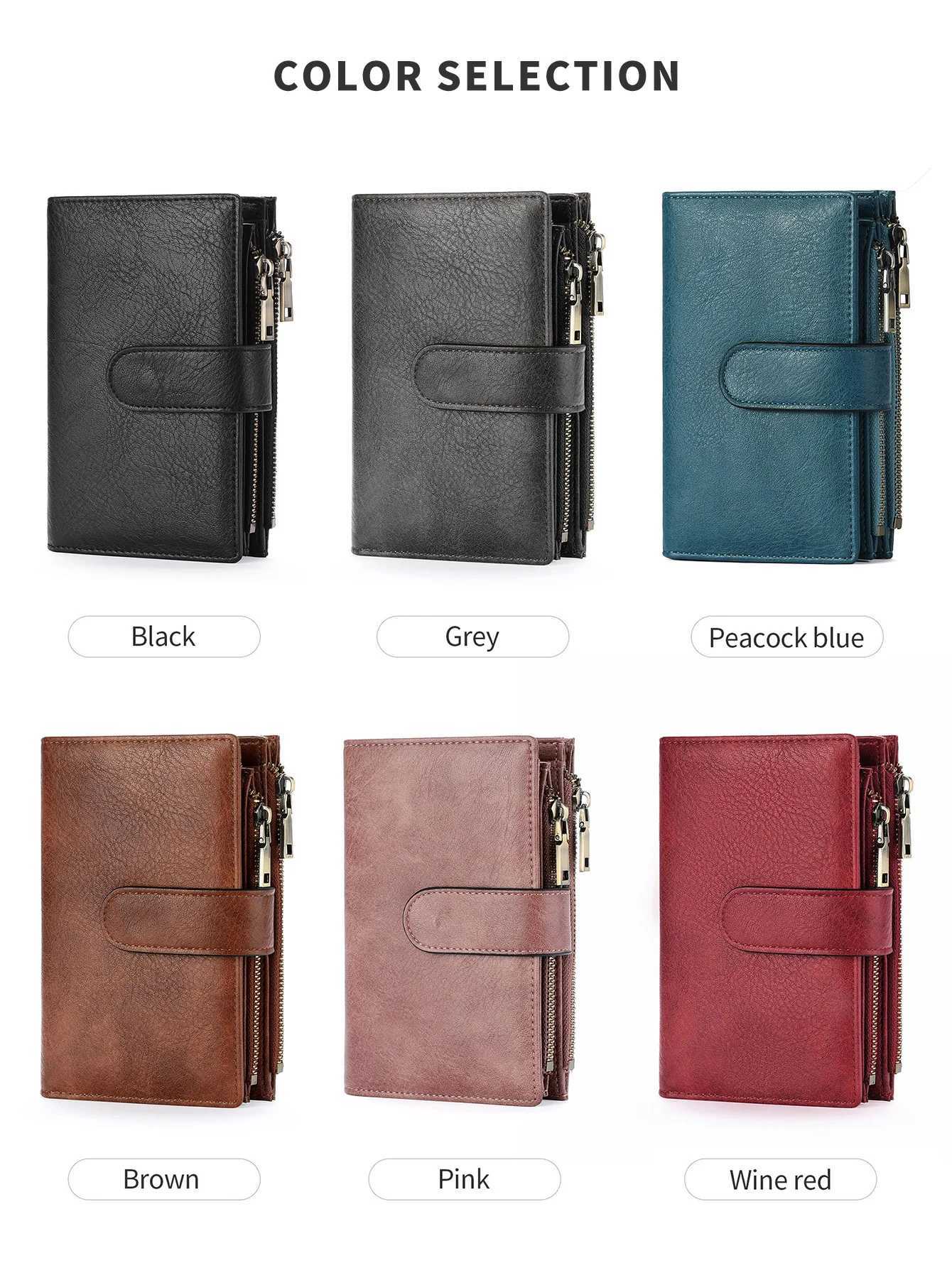 5 Vintage Folding Strap Double Zipper Pocket Short Card Holder High Quality Luxury Portable Cluh Card Holder Y250707