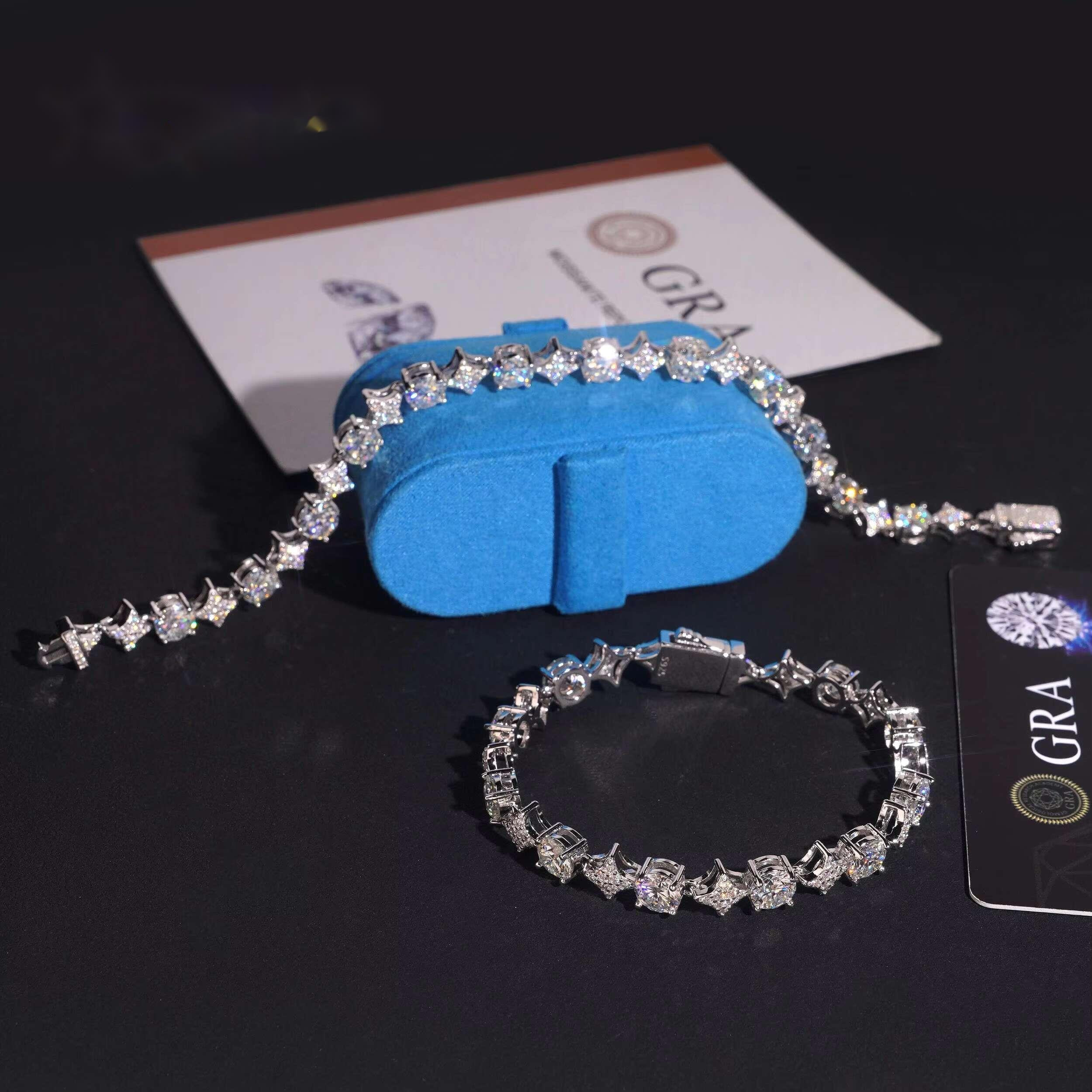 Fine Jewelry Fashion Elegant 925 Silver GRA Certified Moissanite Diamond Bracelet Hip Hop High Quality