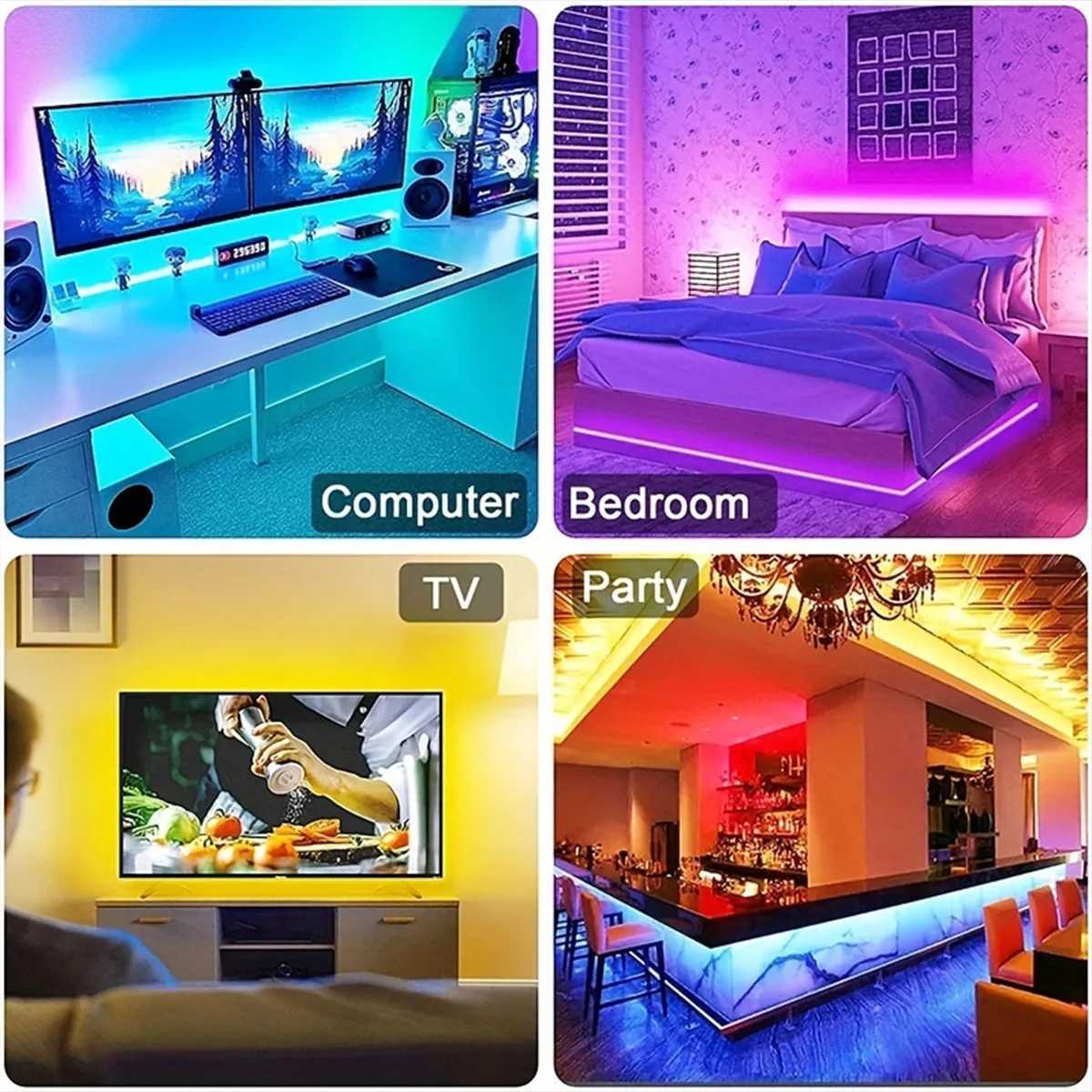 1M/3M/5M Bluetooth App Control 5V LED Light String Computer Desk DIY Backlight 5050 RGB Tape Home Decoration Lights Strip W250701