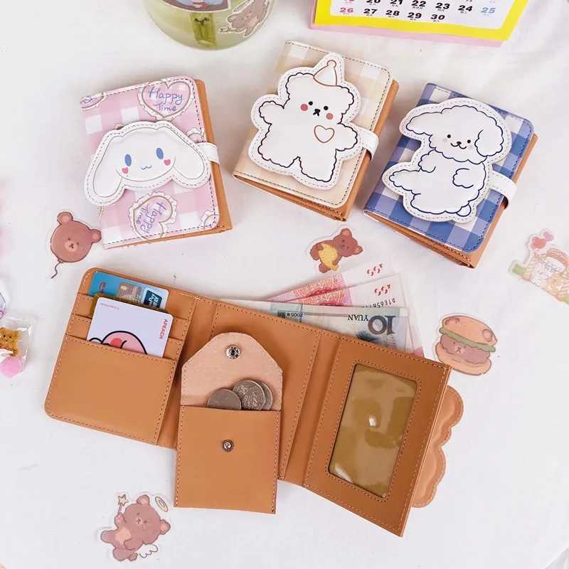 Carto Pu Purse Wallet Lovely Little Bear Coin Wallet Simple And Portable Three Fold Student Mini Card Bag Birthday Gift Y250707