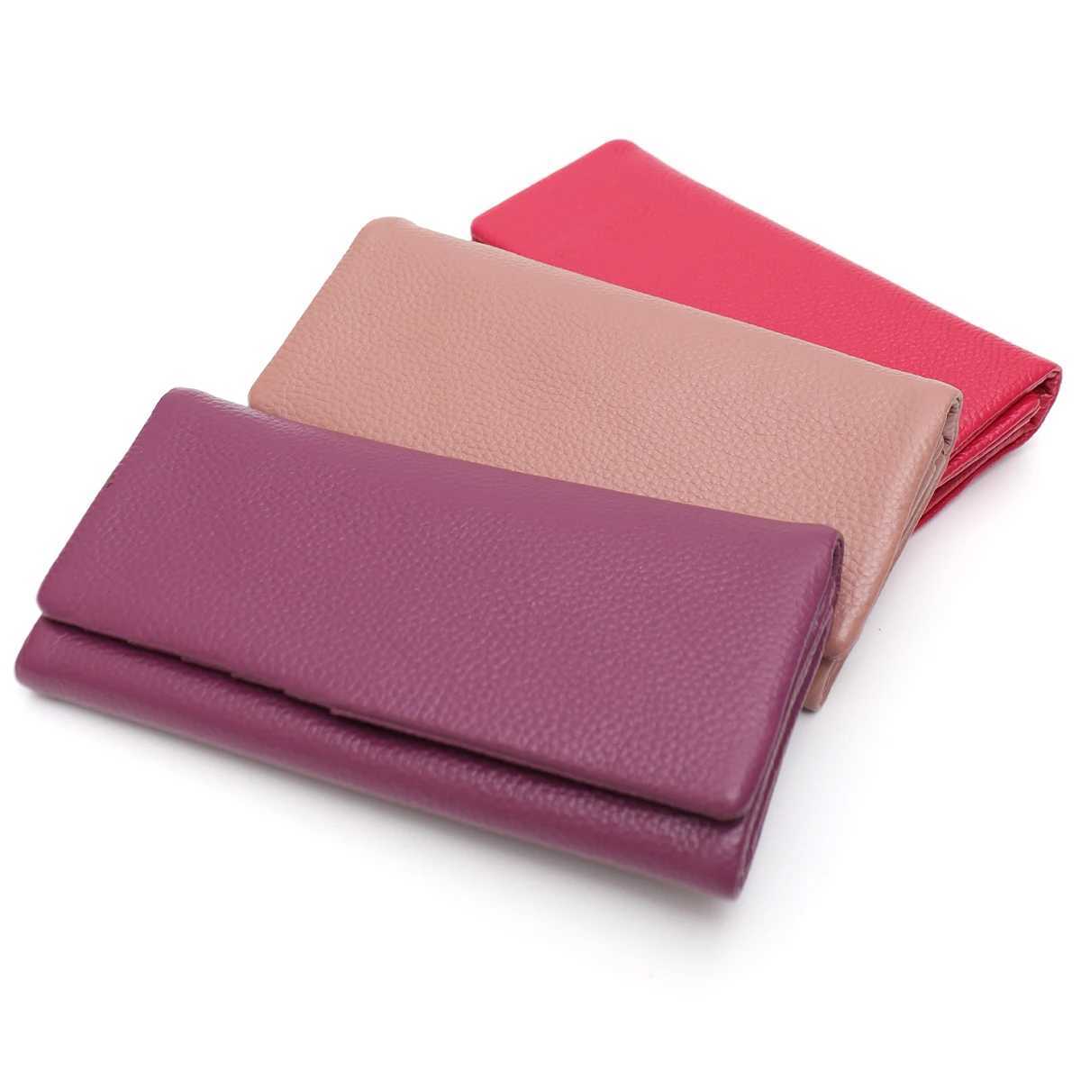 Wen Fi Chic Elegant Genuine Leather Wallet Solid Color Bifold Phe Purse Mti Cardslot Functial Daily Casual Portable Y250707