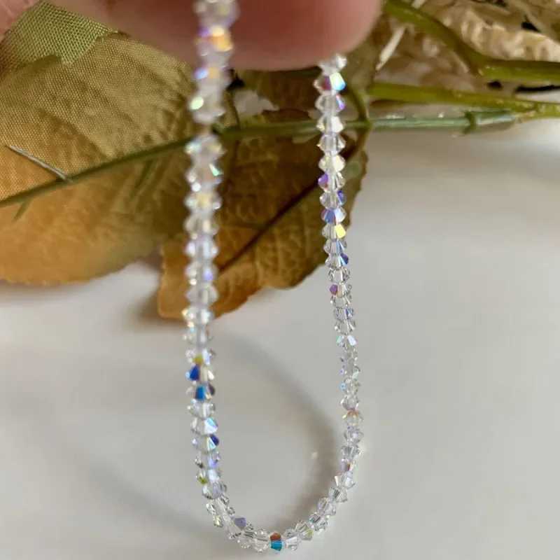 Shiny Transparent White Thin Crystal Bracelet for Women Simple Refracted Colorful Light Stretch Bracelet 2023 Jewelry Party Gift XJ250707