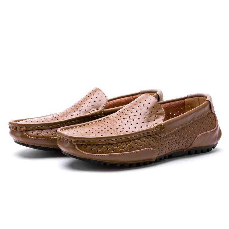 ioni Mens Casual Shoes Brand Mens Dress Shoes Classic Genuine Leather Mens Loafers Plus Size Classic Y250707