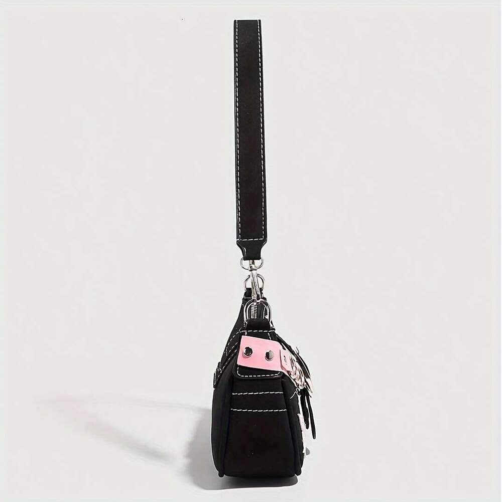 shoulder bag with niche design PU frosted crossbody bag stick bag with patchwork color sweet cool spicy high-end feeling