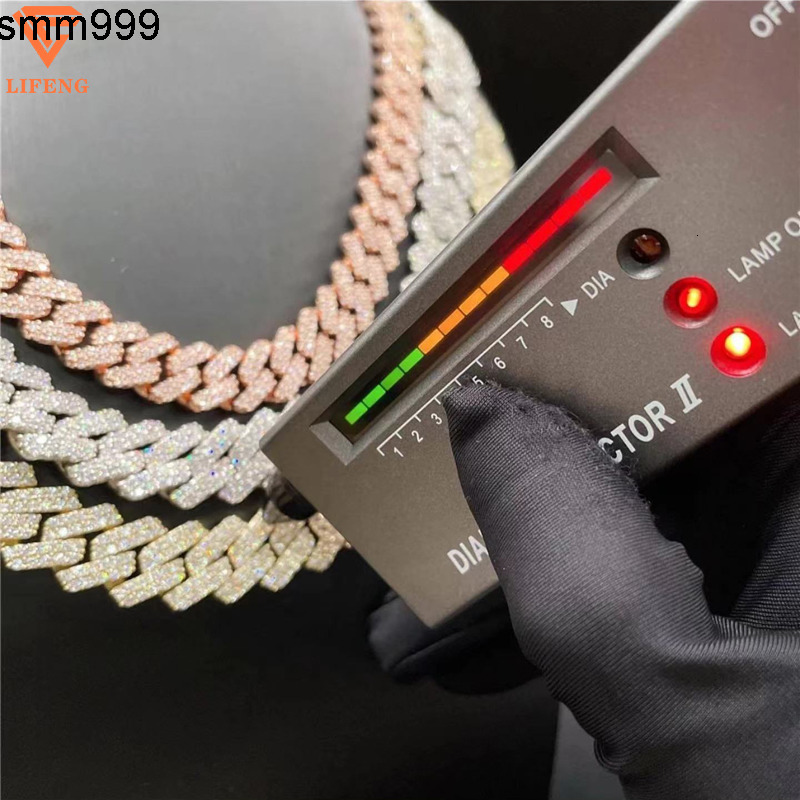 Luxury 13mm 15mm Moissanite Cuban Chain Miami VVS Miossanite Diamond Rose Gold Cuban Link Chain 925 Sterling Silver Necklaces