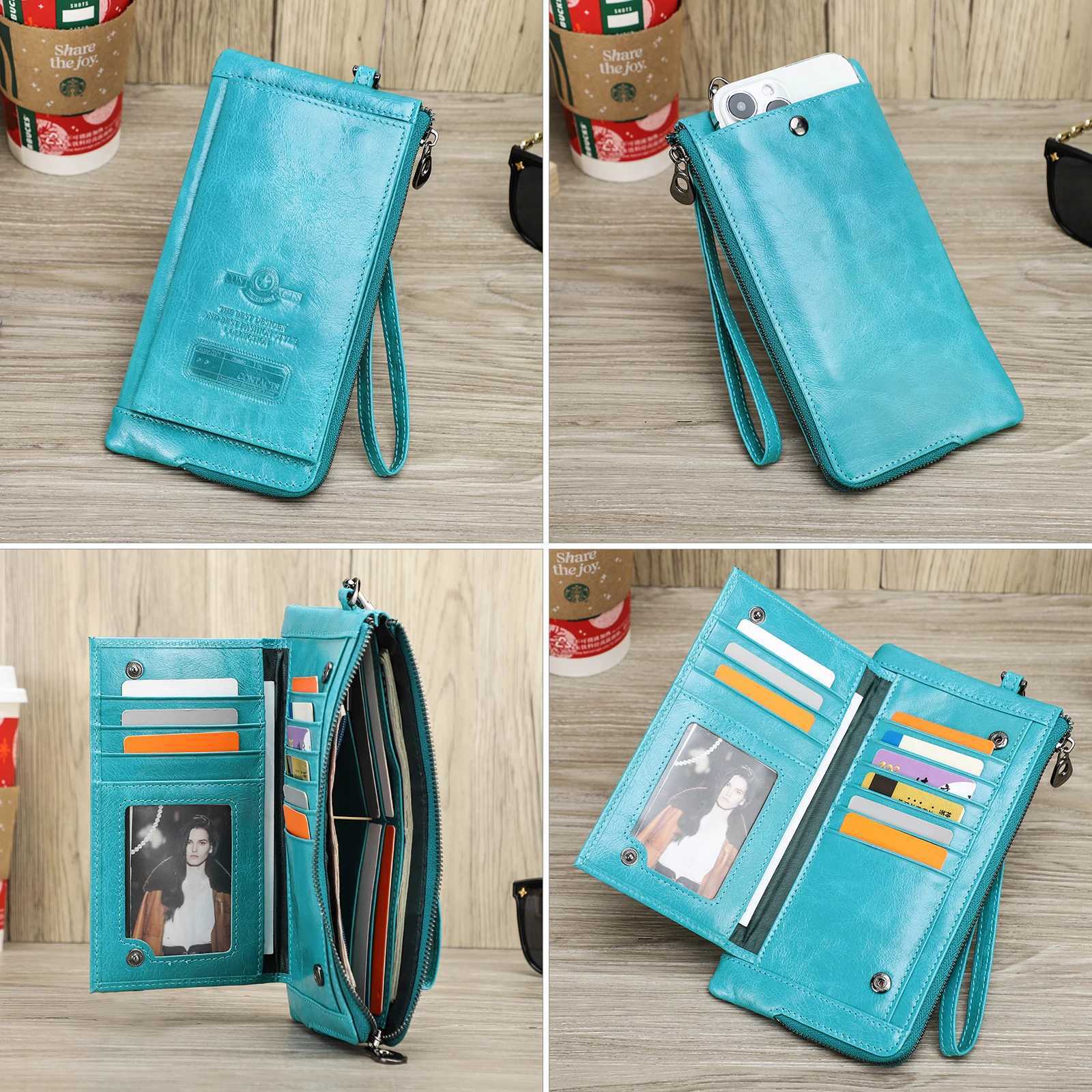 Genuine Leather Wallet Wen Coin Purse Fem Lg Wt RFID Blocking Card Holder Large Capacity Cluh Bag With Phe Holder Y250707