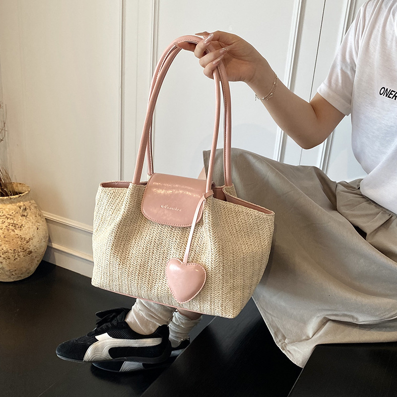 Free shipping designer 2025 New Commuter Large Capacity Straw Bag for Women Versatile Shoulder Bag Color-Block Handbag Woven Tote Bag