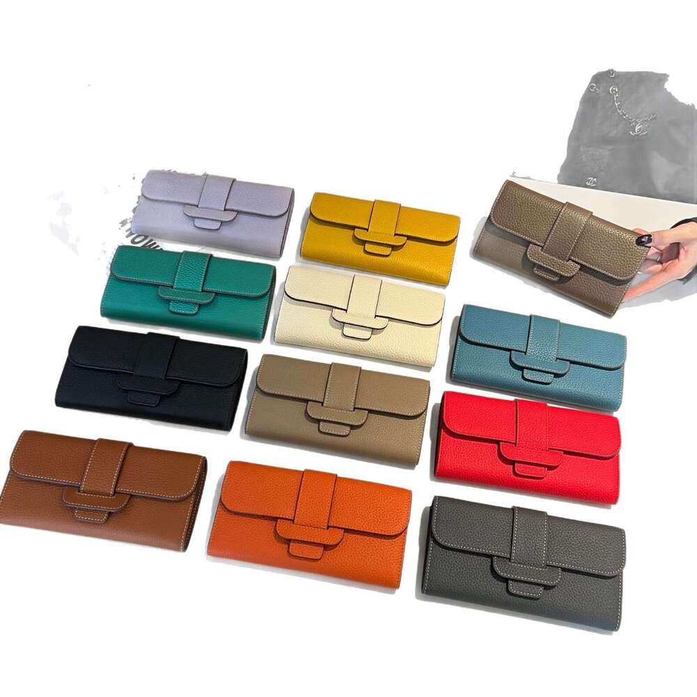 Top Layer Cowhide Wallet for Women Genuine Leather Crossbody Chain Shoulder Large Capacity Multi-Card Slot Clutch Phone Bag