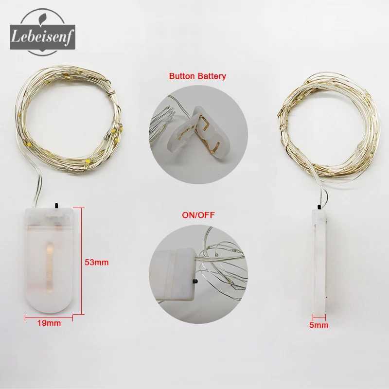1M 2M 3M Fairy Light CR2032 Battery Powered LED Mini Christmas Light Copper Wire String Light For Wedding Xmas Garland Party W250701