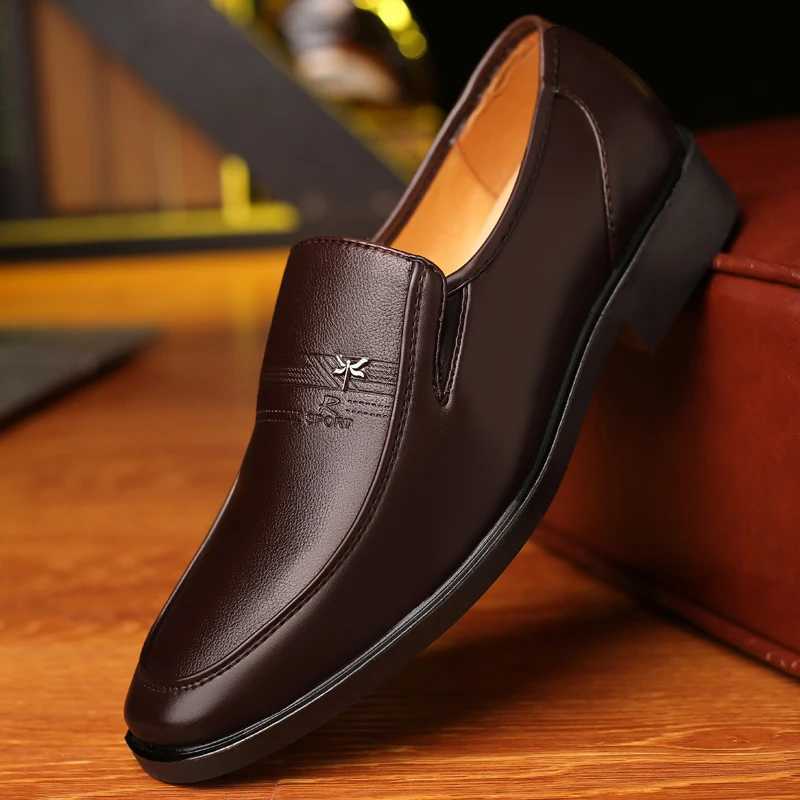 Leather Mens Business Brand Loafers Dress Breathable Slip on Black Driving M Formal Shoes Y250707