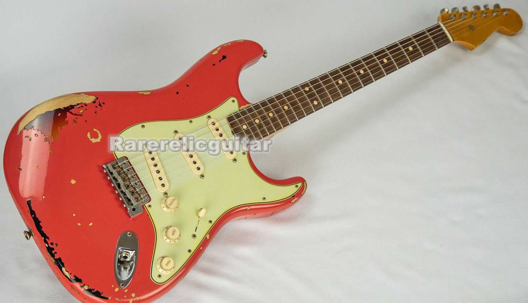 Michael Landau 1963 Distressed Fiesta Red Over Sunburst Electric Guitar, Alder Body, Maple Neck Rosewood Fingerboard