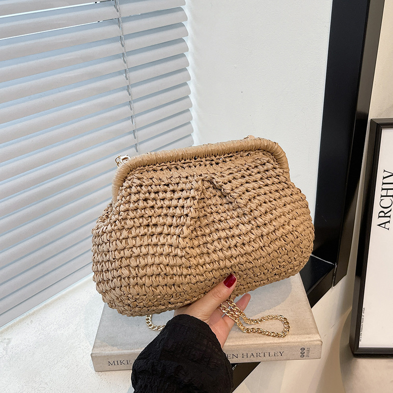 Free shipping designer Summer INS Fashion Woven Bag for Women 2025 Korean Version Trendy Simple Straw Shell Bag High-end Crossbody Bag for Women