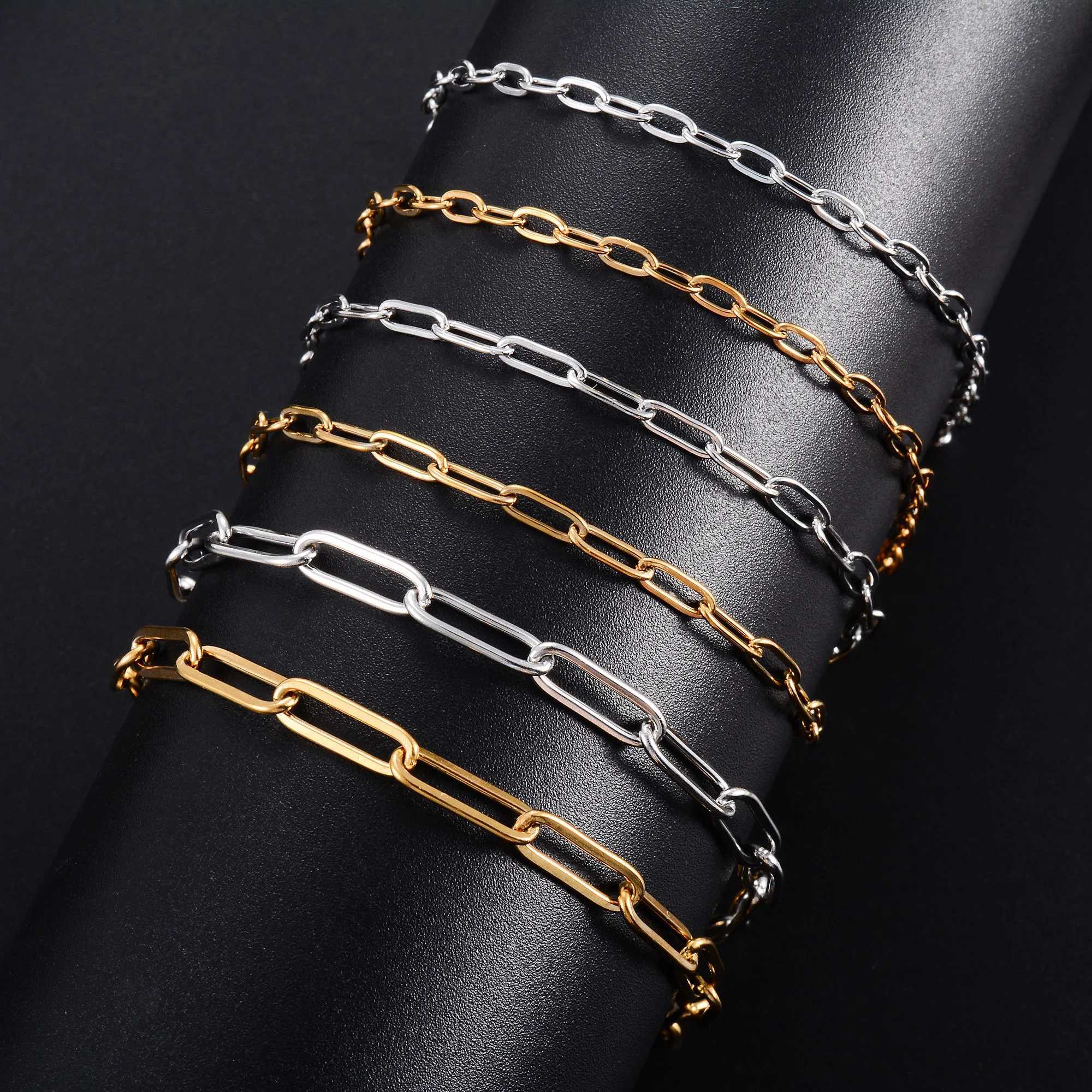 Women Bracelet Stainless Steel Paperclip Link Chain for Hand Foot Ladies Bangle Jewelry Making Accessories DIY Girl Ankle Bracelet XJ250707