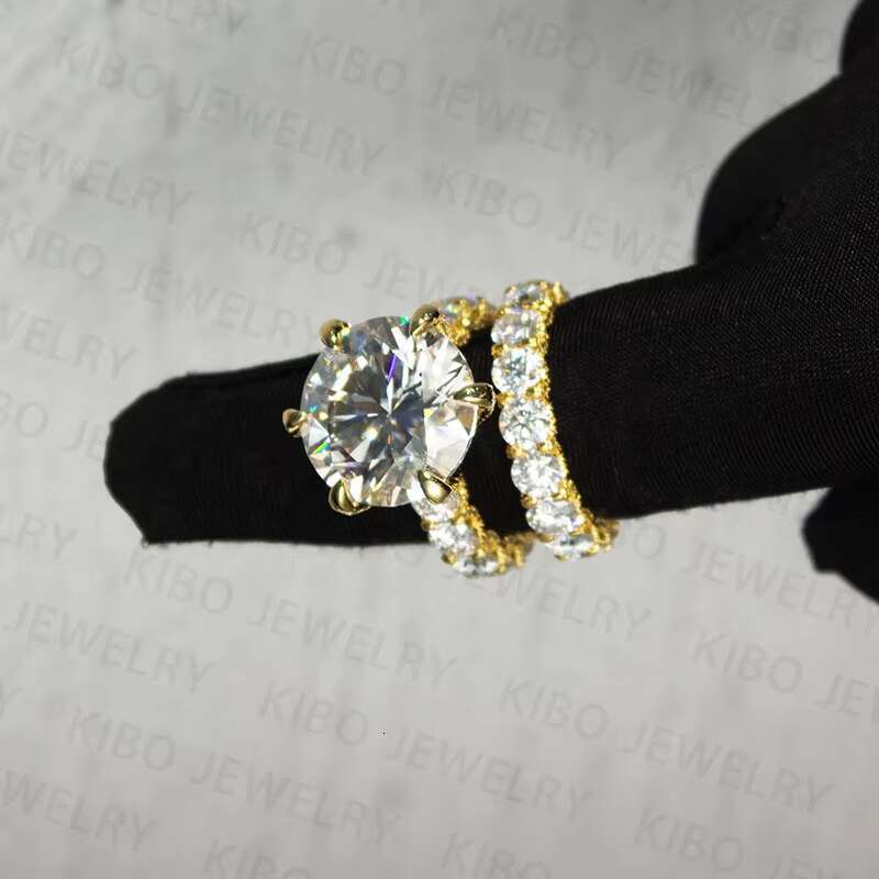 VVS D Color 925 Sterling Silver Women Luxury Moissanite Diamond Engagement Wedding Rings Set