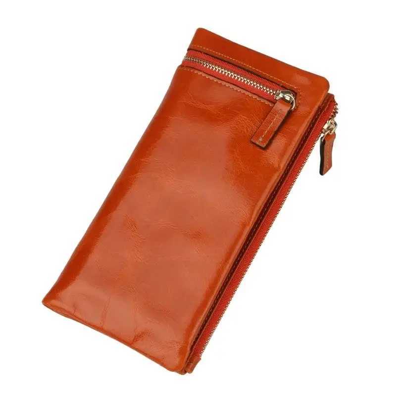 Luxury Wen Wallets Lg Genuine Leather Purse Oil Leather Fem Wallet Casual Carteira Feminina Y250707