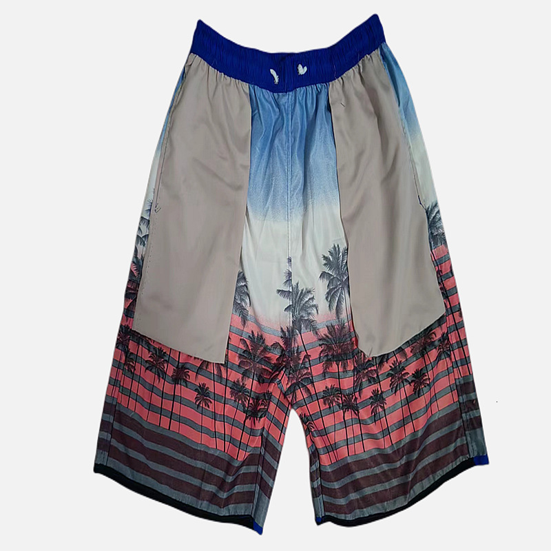 Designer Coconut Tree Beach Sh Men's Fast Drying Five Point Shins Style European And American Neutral Printed Swimming Sh Thin Medium Long Sh Wat
