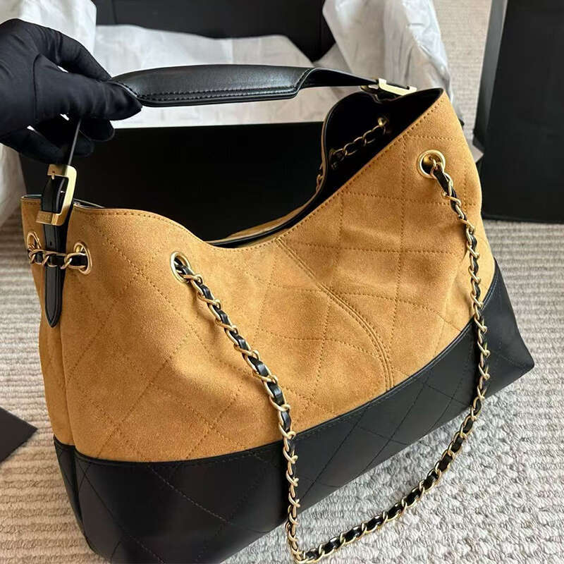 Suede Brown Shoulder Bags Designer 25A Handbag Chain Totes Bag Medium Splicing Color Soft Leather Ladies Large Handbags