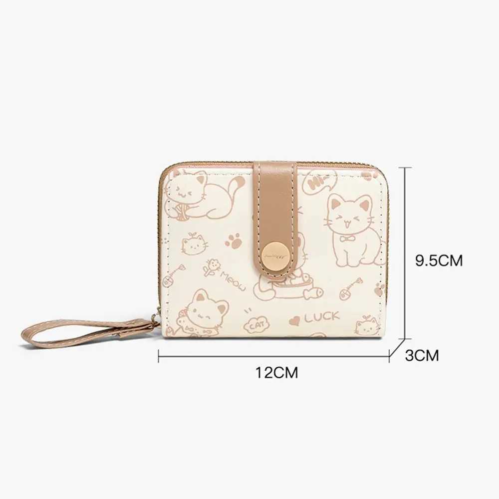 Cute Coin Purse Wen Fi Short Wallet PU Leather Large Capacity Wallet Lightweight ID Card Holder Travel Coin Bag Y250707