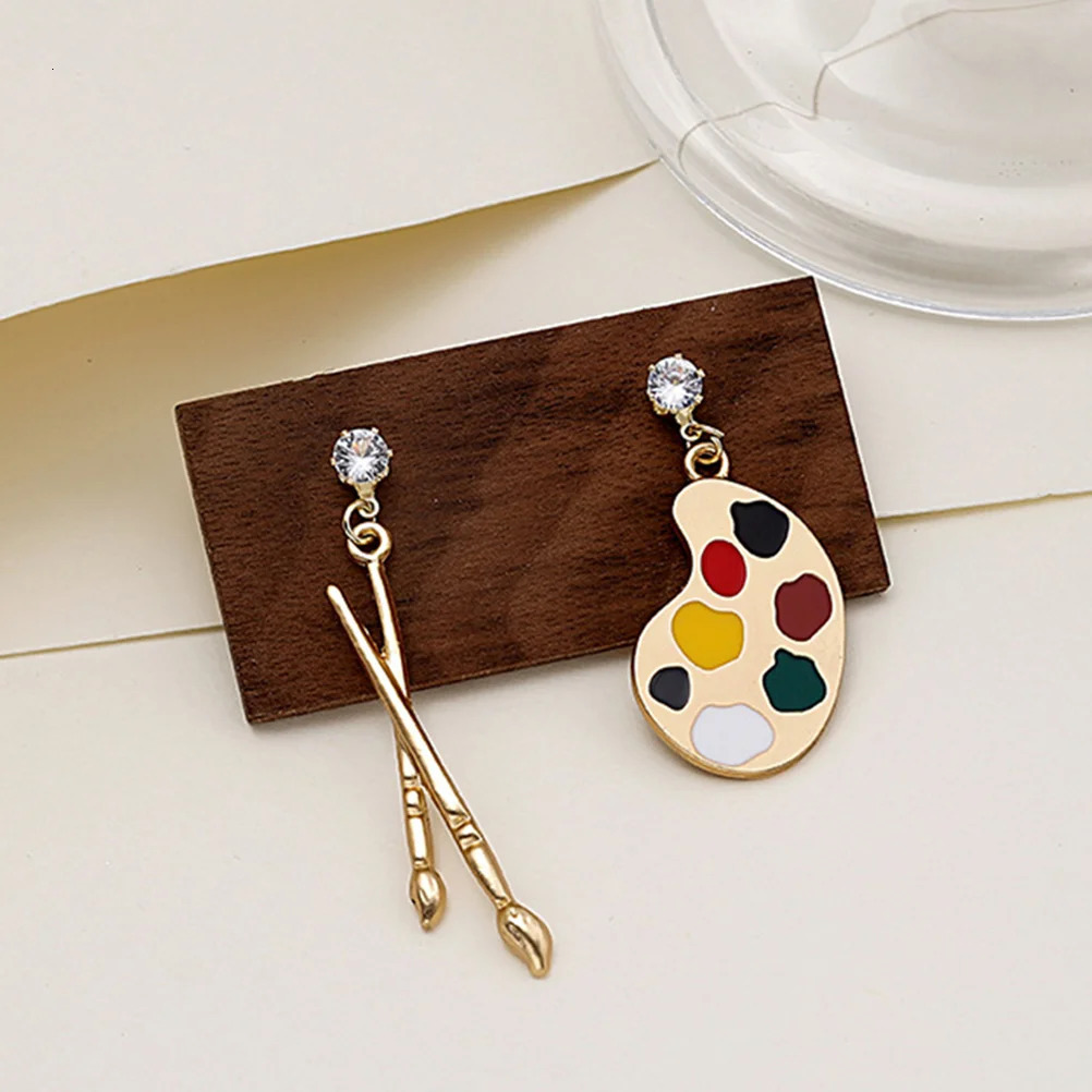 Jewellery Exaggerated Personality and Irregular Earrings Painter Brush Palette Drop Unique Artist Teacher MissTrendy for Artist 250701