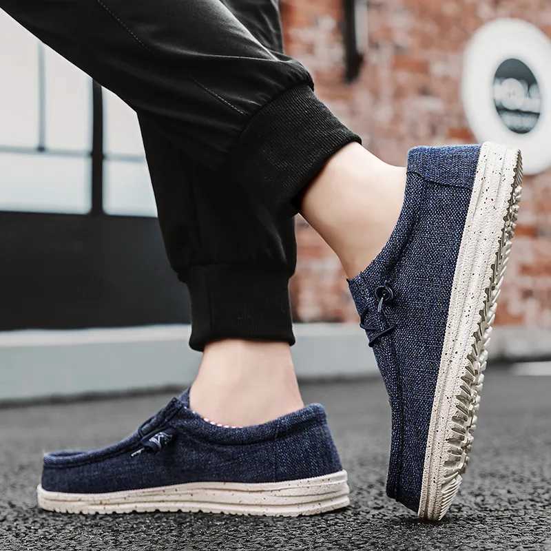 Fion Canvas Loafers For Men Cfortable Lightweight Breathable Mens Casual Shoes Flat Slip-on Driving Shoes Man Big Size 47 Y250707