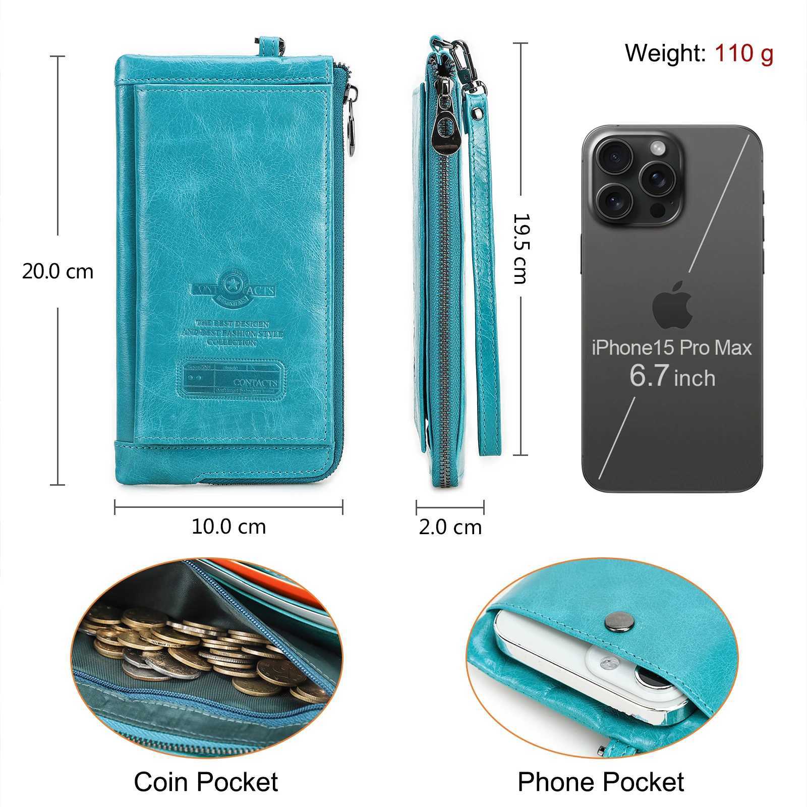 Genuine Leather Wallet Wen Coin Purse Fem Lg Wt RFID Blocking Card Holder Large Capacity Cluh Bag With Phe Holder Y250707