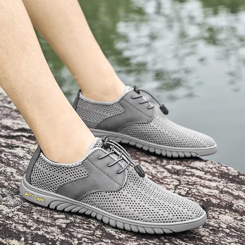 Summer Outdoor Travel Running Casual Shoes Mens Mesh Sports Shoes Fion Mountaineering Breathable Lightweight Anti-Slip Shoes Y250707