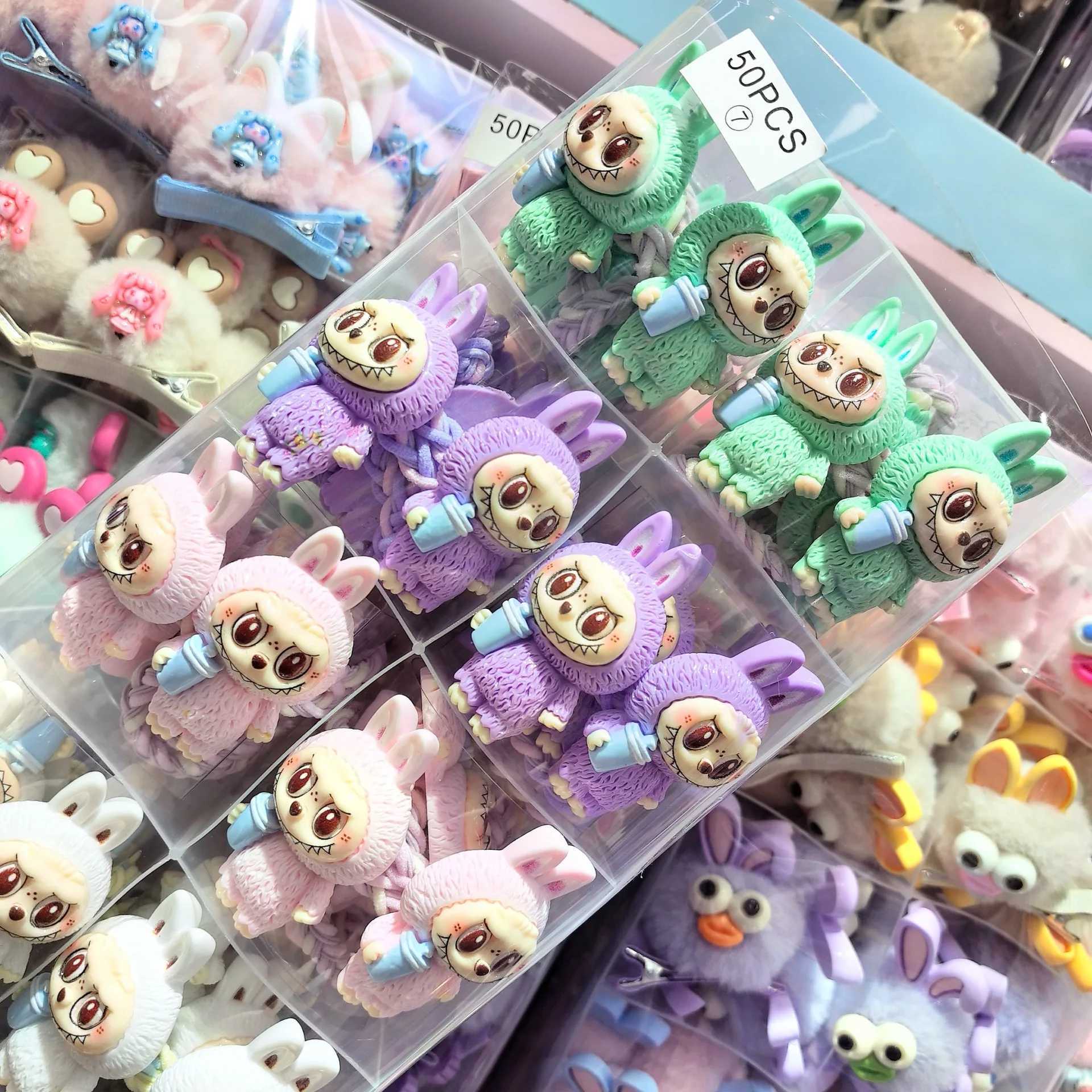 Cute cartoon hair band elastic rubber band suitable for girls Internet celebrity Labubu cartoon tail hair accessories L250705CV33