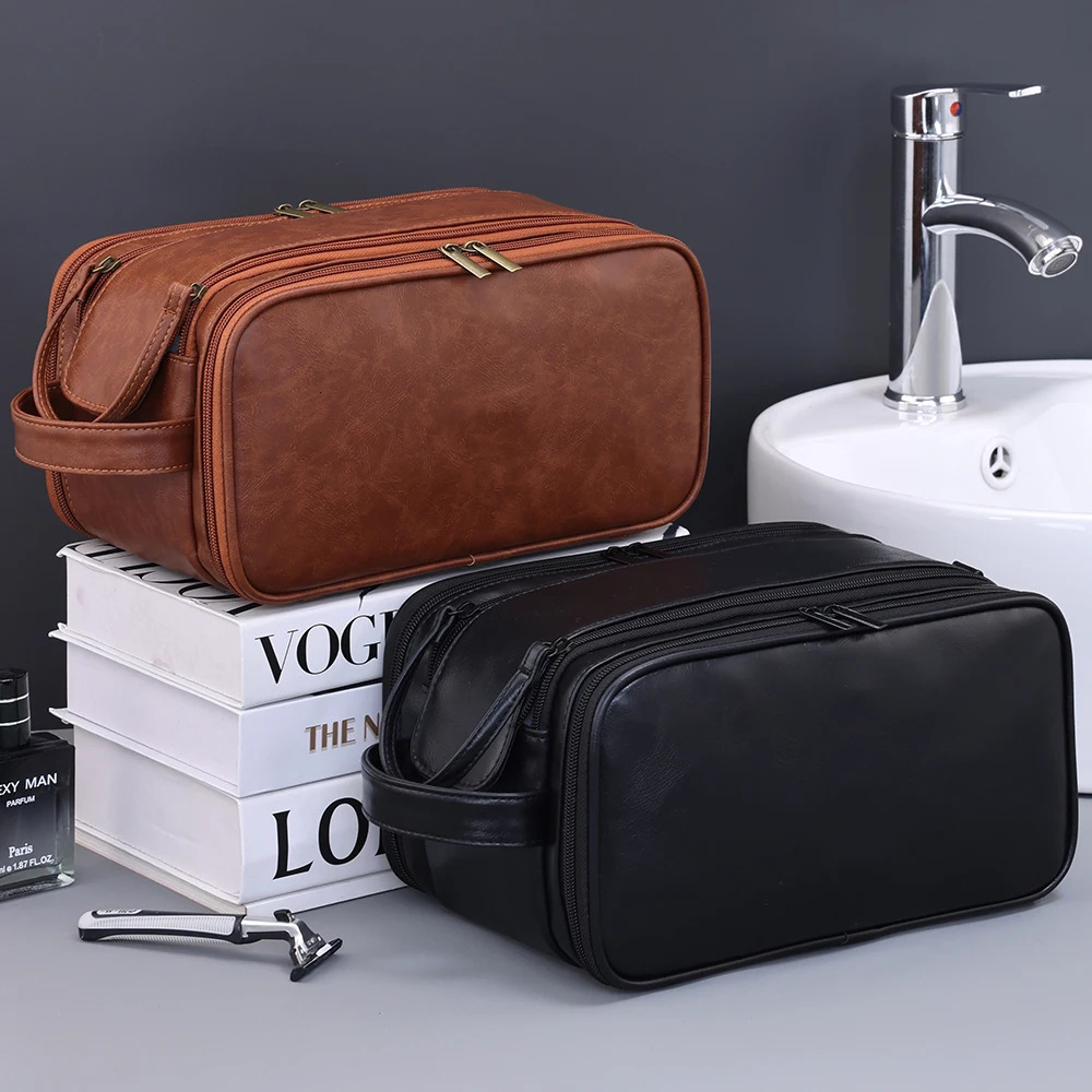 Multi Pockets PU Toiletry Bag For Women Men Travel Essentials Makeup Bag Waterproof Hanging Bag Cosmetic Washing Organizer Bag 250701