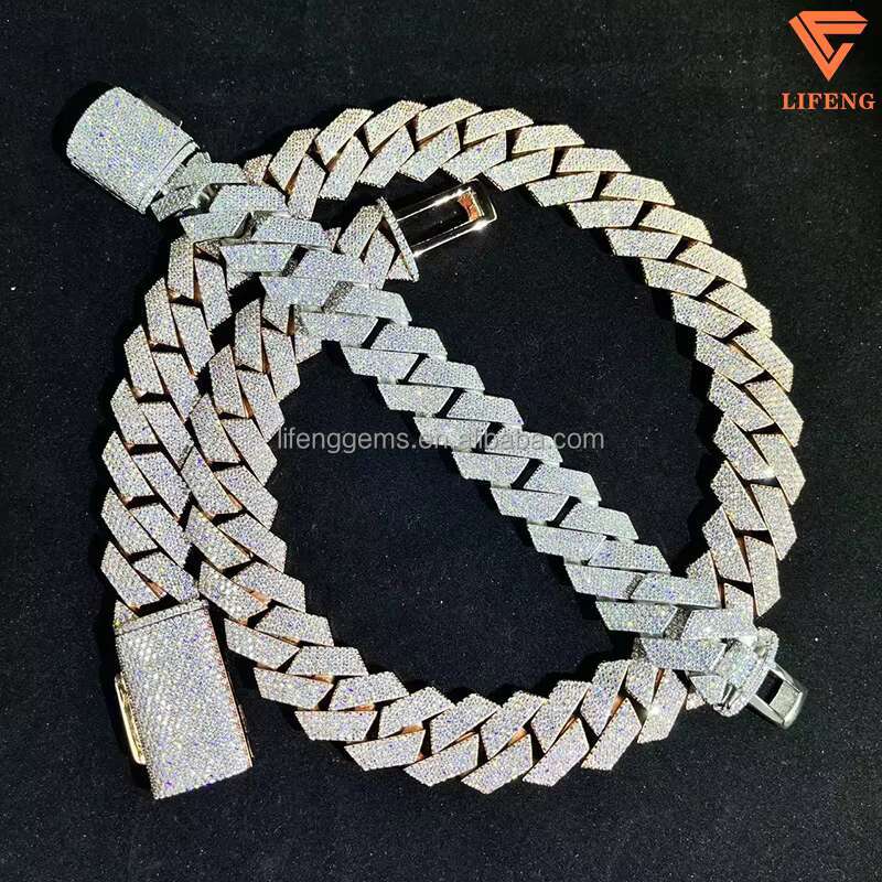 RTS 925 Sterling Silver Gold Plated Moissanite Cuban Chain10MM 16MM VVS Hip Hop Jewelry for Men Mens Cuban Link Necklace