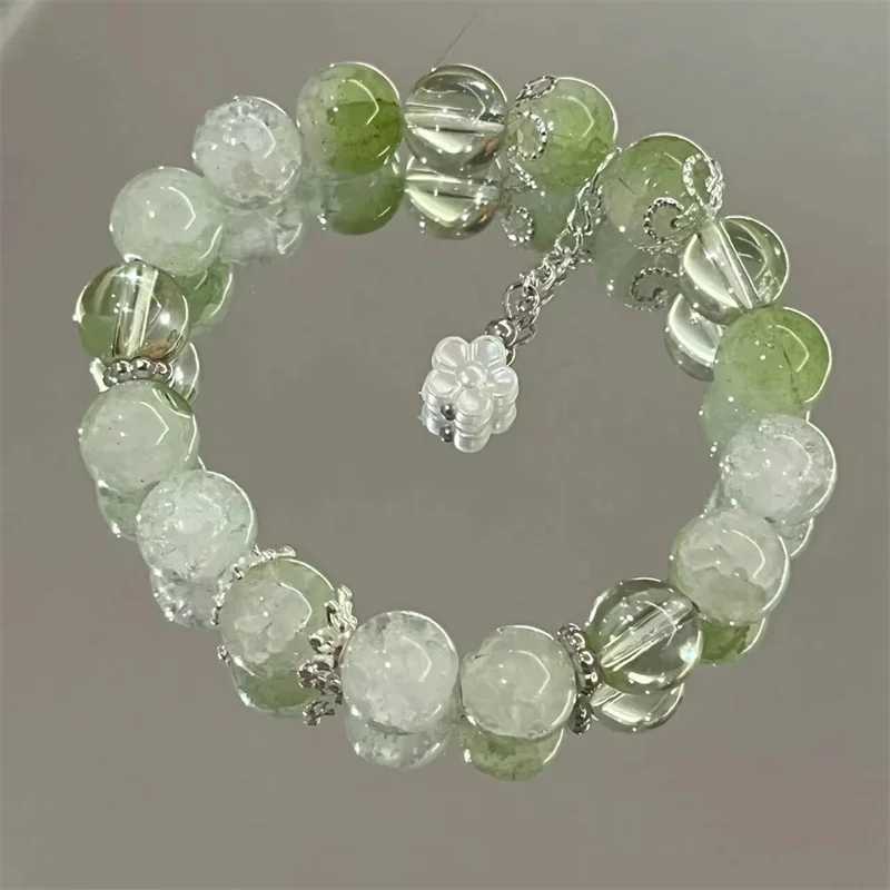 New Simple Beads Crystal Bracelet for Women Girls Korean Ins Flower Feather Tassel Bracelets Friendship Jewelry Gifts 2024XJ250707