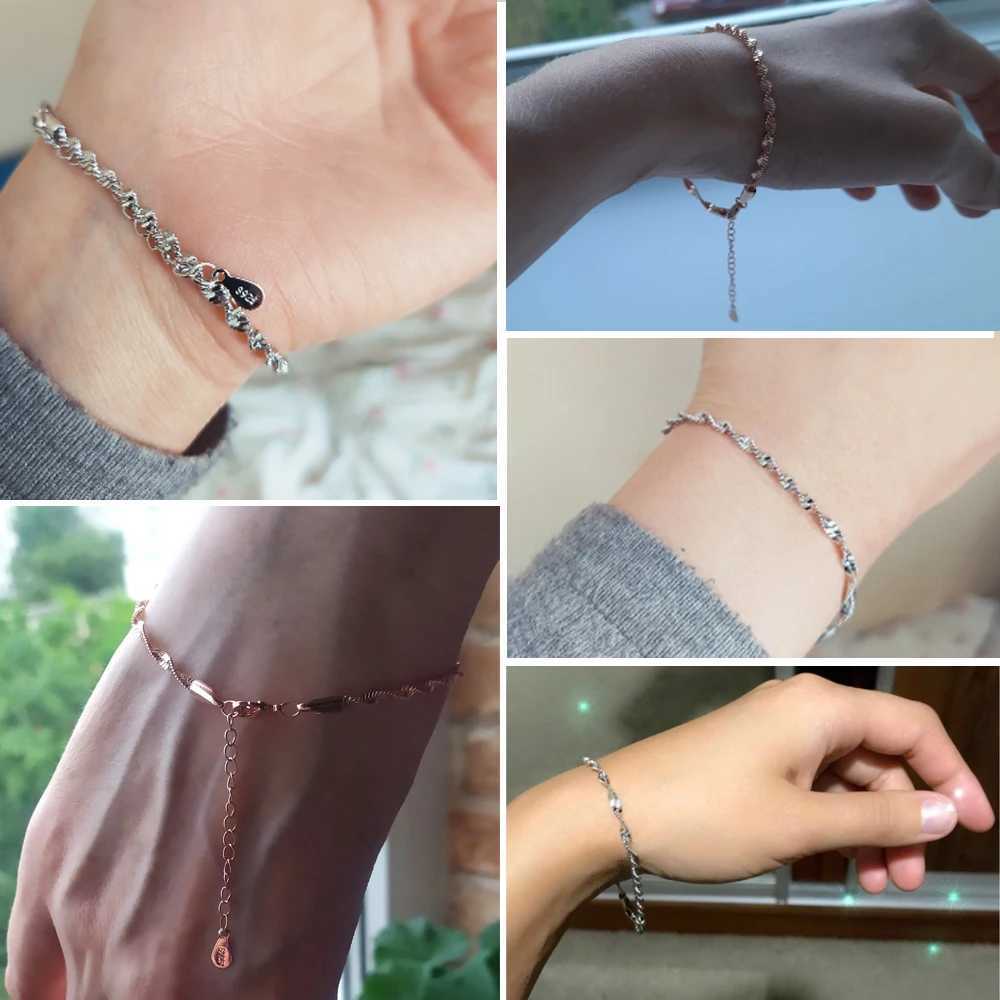 Womens Jewelry Twist Bracelet for Women Friends Gifts Rose Gold Color Simple Bangle Hand Chains Kpop Jewelry Wholesale KBH064 XJ250707