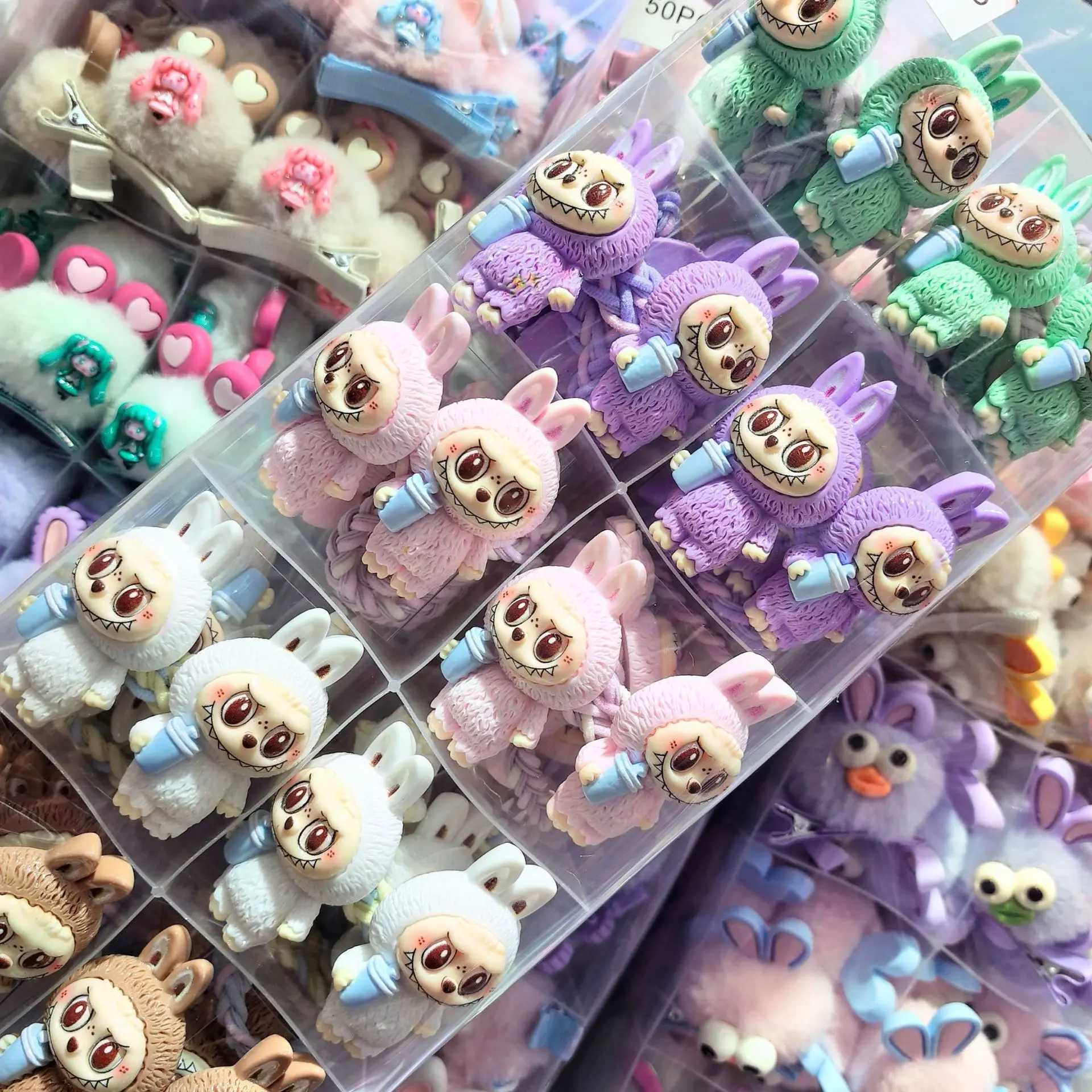 Cute cartoon hair band elastic rubber band suitable for girls Internet celebrity Labubu cartoon tail hair accessories L250705CV33