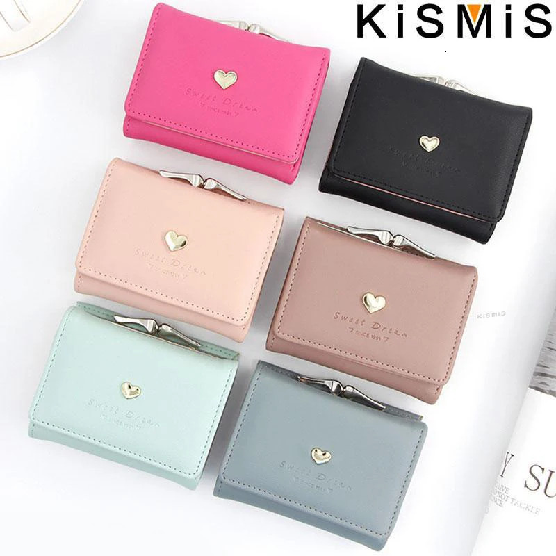 KISMIS Womens Short Wallet - Small Coin Purse with Hasp and Zipper Cute Ladies Card Purses 250704
