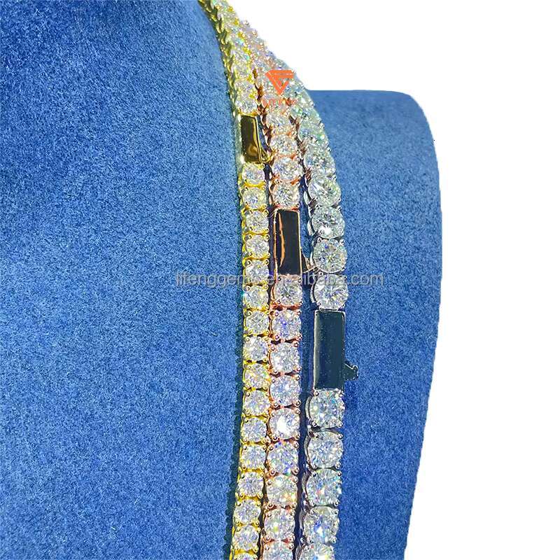 Lifeng Jewelry 3mm 4mm Luxury Hip Hop Tennis Diamond Chain Vvs Diamond Chain Iced Out Hip Hop Luxury Moissanite Tennis Chain
