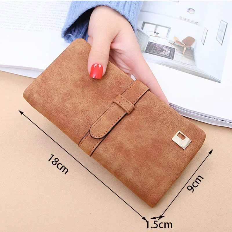 New Fi Wen Wallets Drawstring Nubuck Leather Zipper Frosted Wallet Womens LG Design Purse Two Fold More Color Cluh Y250707