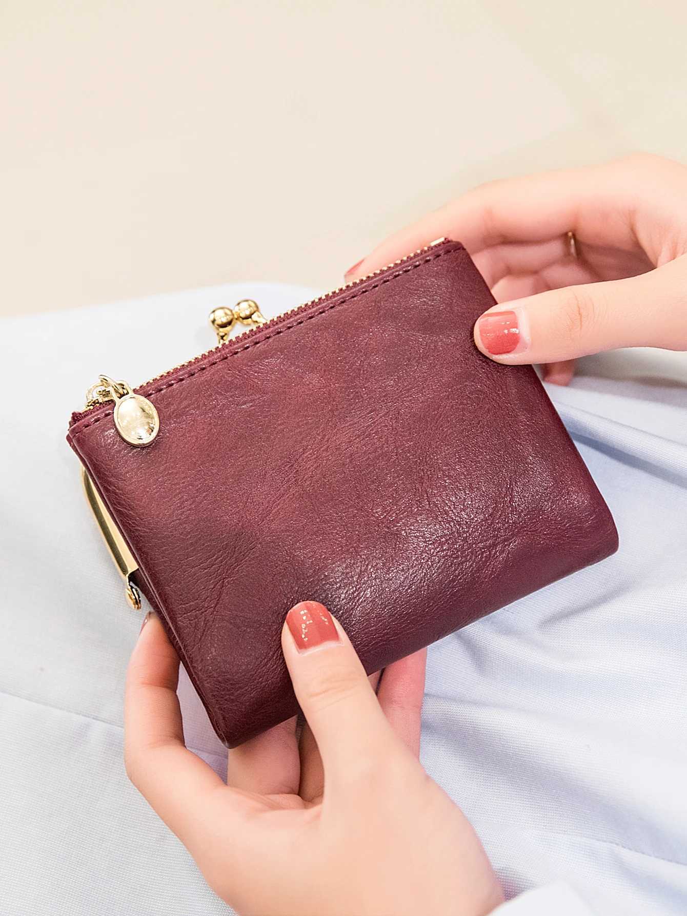 New Clip Wens Zero Wallet Retrti functional Double Fold Leather Wallet with Multi-Card Slot Card Bag Zipper and Lock Y250707