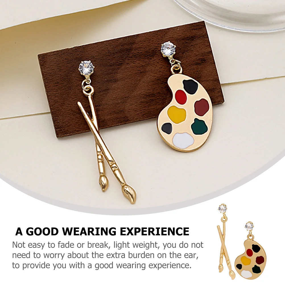 Jewellery Exaggerated Personality and Irregular Earrings Painter Brush Palette Drop Unique Artist Teacher MissTrendy for Artist 250701