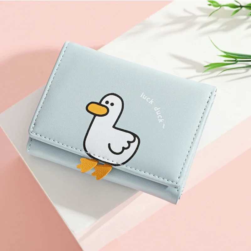 Creative Carto Luck Duck Design Wens Wallet PU Leather Bank Card Holder Kaii Short Fold Wallets C Clip Wens Purses Y250707
